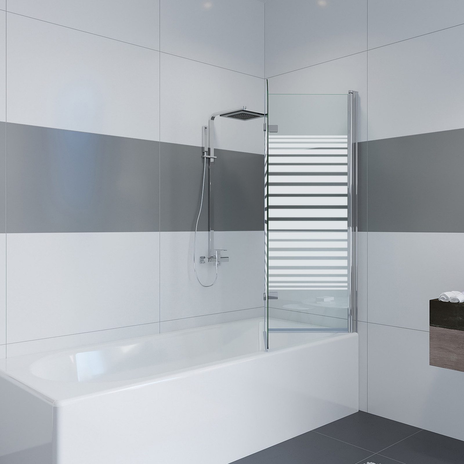 Thumbnail - IMPTS Badewannenaufsatz Duschwand für Badewanne Faltwand Duschtrennwand, Glas Alu, (2 tlg., 2 TLG), Duschabtrennung für ...