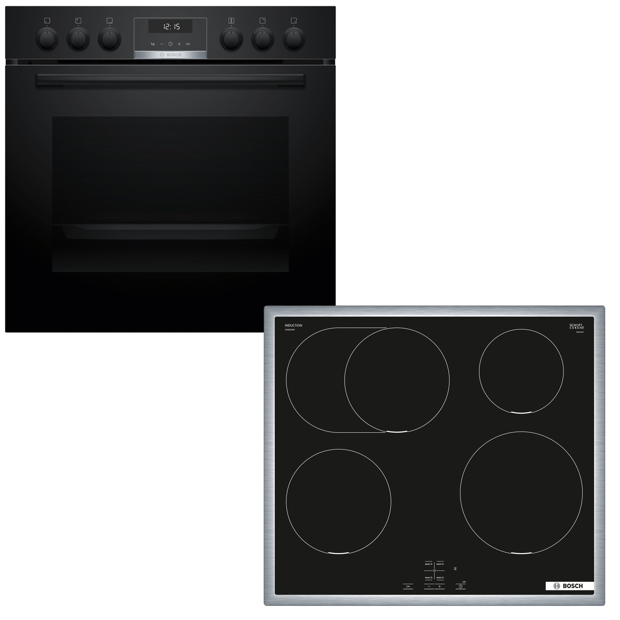 BOSCH Induktions Herd-Set HND611VS67, mit Backwagen, Hydrolyse, Backwagen mit ausziehbarer Tür für bequemes Kochen & Backen