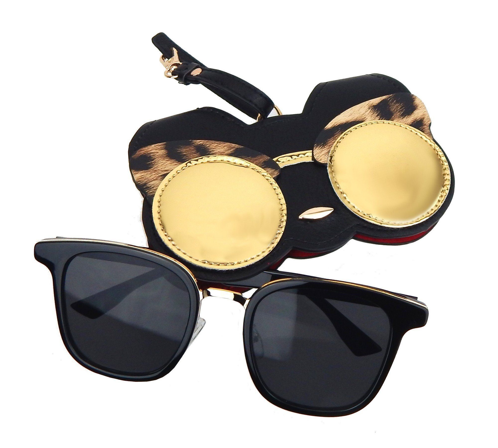 Ella Jonte Brillenetui, Trend-Brillenetui Leo Gold – Stylisches Accessoire für Tasche & Gürtel