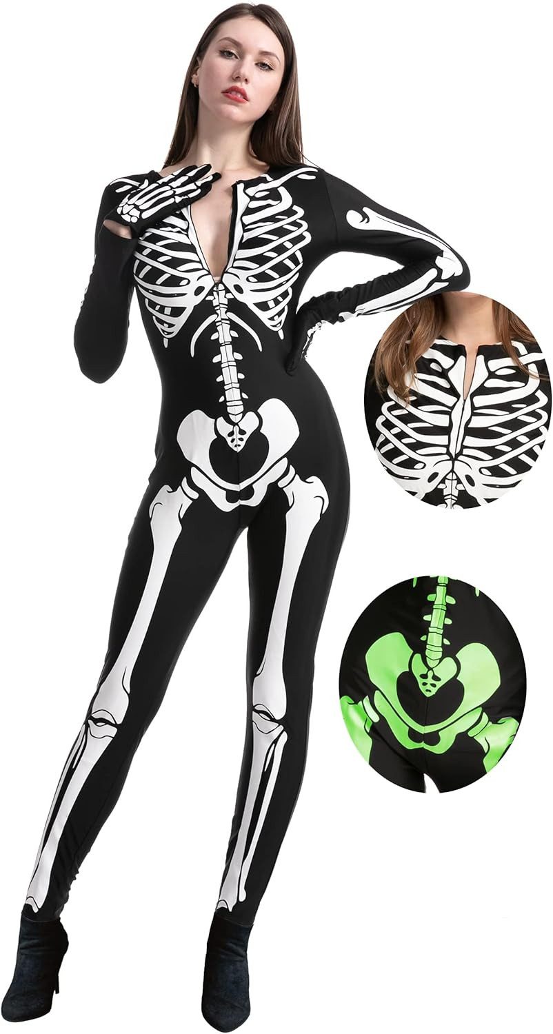 Spooktacular Creations Kostüm Spooktacular Creations Skelett, Damen Halloween leuchtend