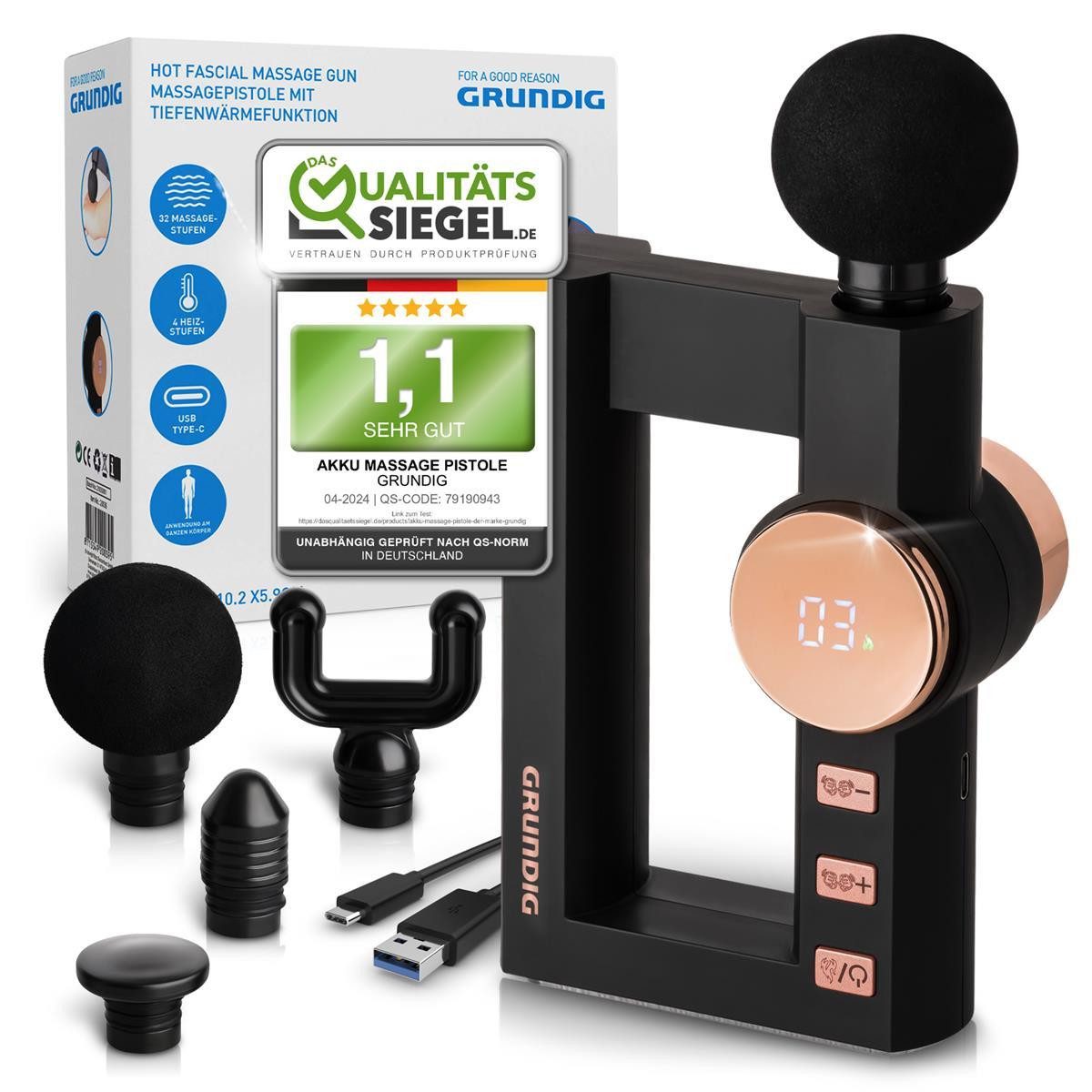 Grundig Massagepistole Massagepistole Massagegerät Massagegun kompakt
