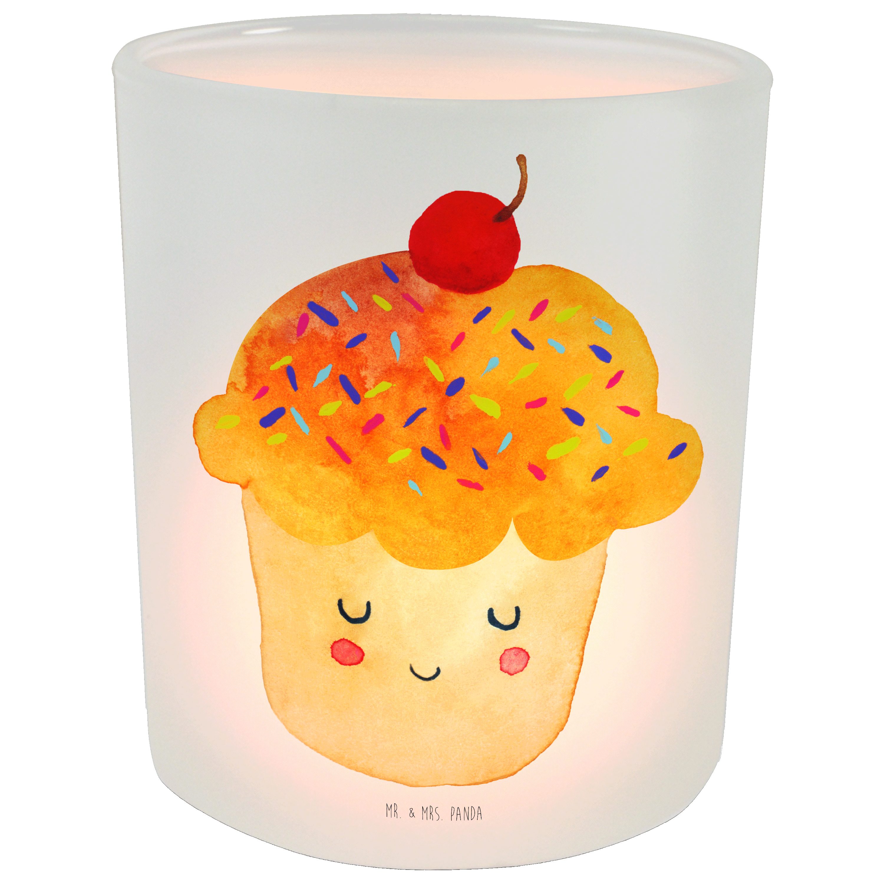 Mr. & Mrs. Panda Windlicht Cupcake - Transparent - Geschenk, Küche Deko, Tiermotive, Küche Spruc (1 St)