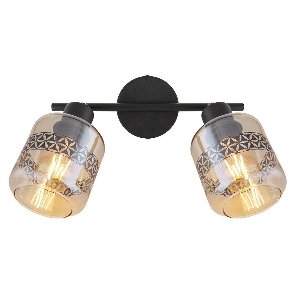 Glas Lebensblume LED inklusive, Deckenlampe Spotleiste Leuchtmittel Deckenspot, schwarz Globo nicht Spot beweglich Leuchte