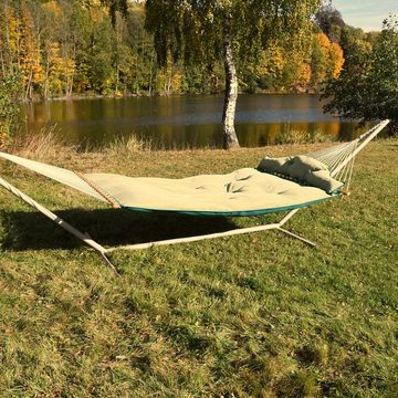 HOPLO Stabhängematte Stabhängematte hellgrün/türkis - gesteppt Olefin, Wetterfestes Material