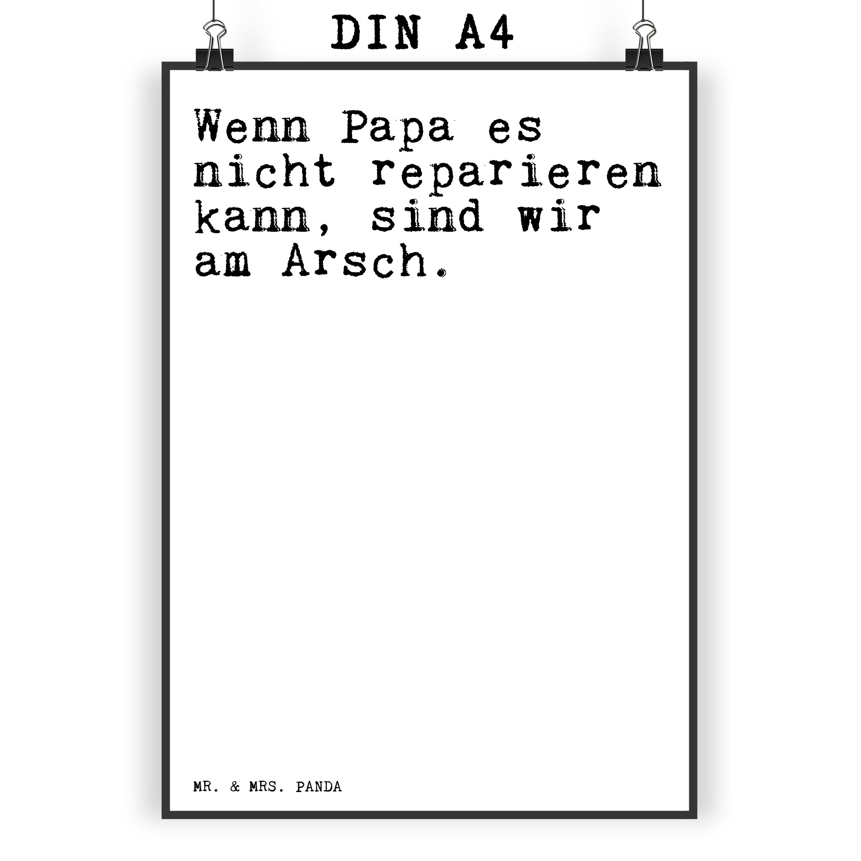 Poster DIN A4 Wenn Papa es nicht... - Weiß - Geschenk, Vater, Küchenposter