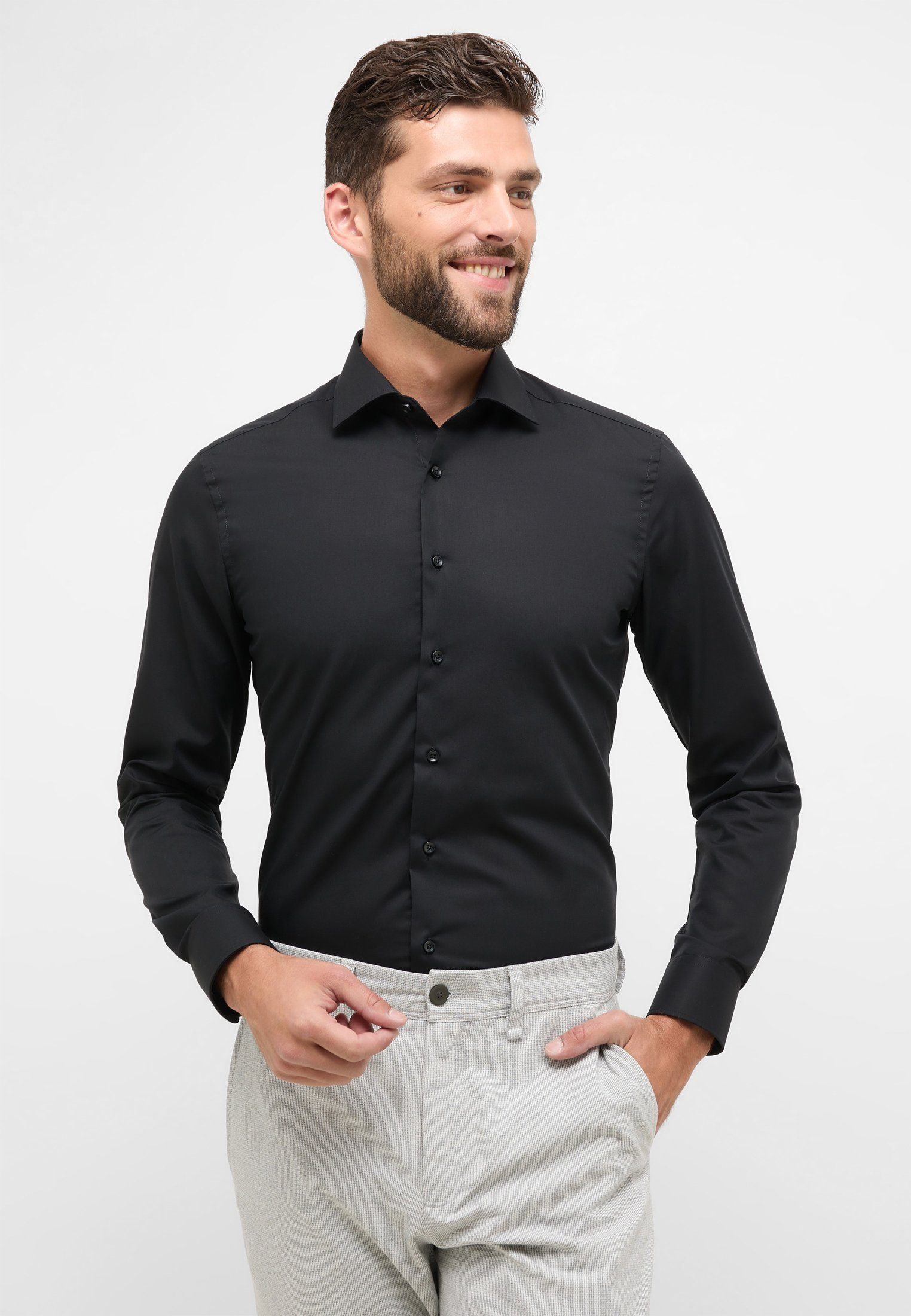 Eterna SLIM FIT Langarmhemd schwarz