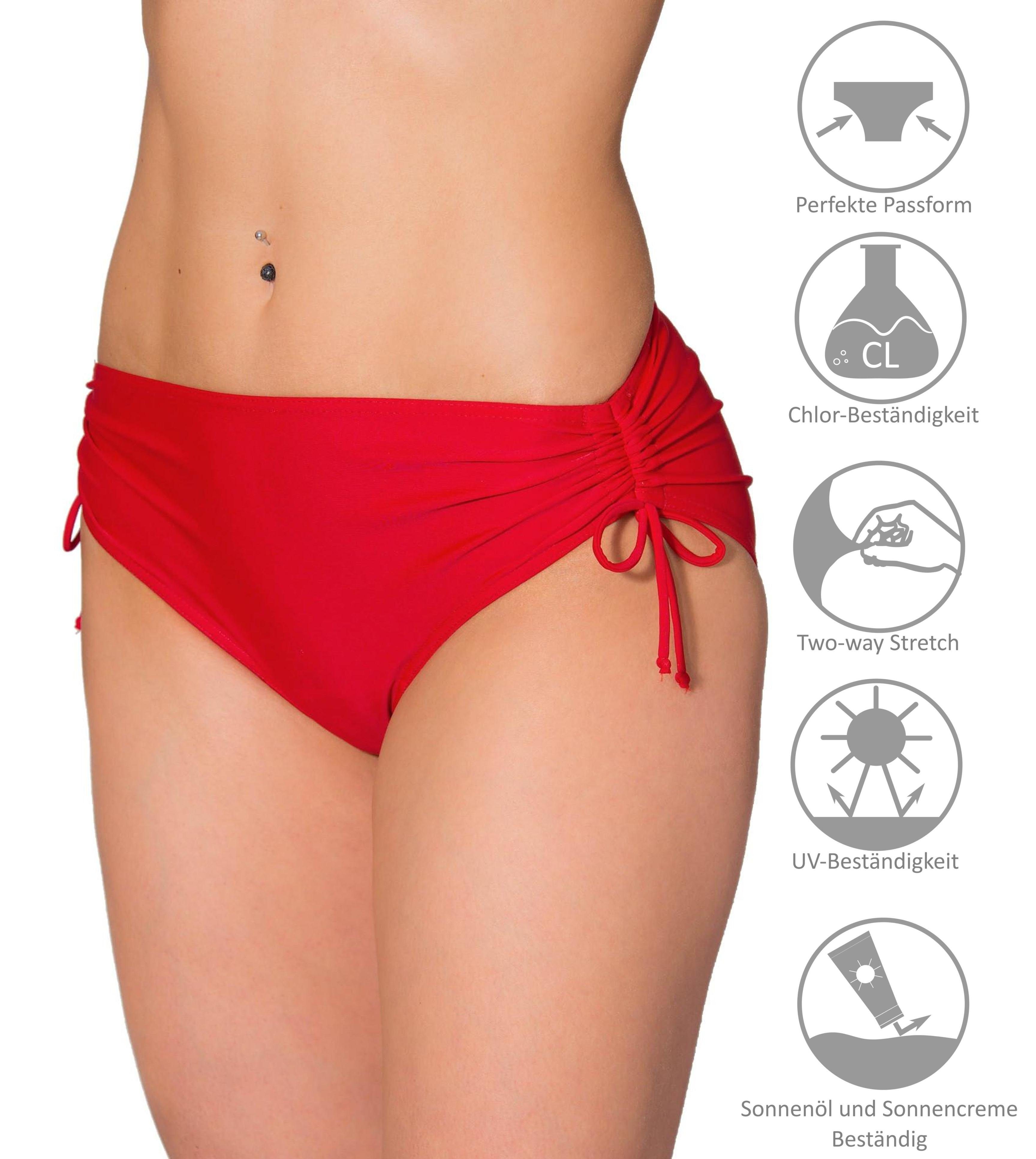 Bikini-Hose Aquarti Bikinihose und Raffung mit Schnüren Damen Aquarti Rot