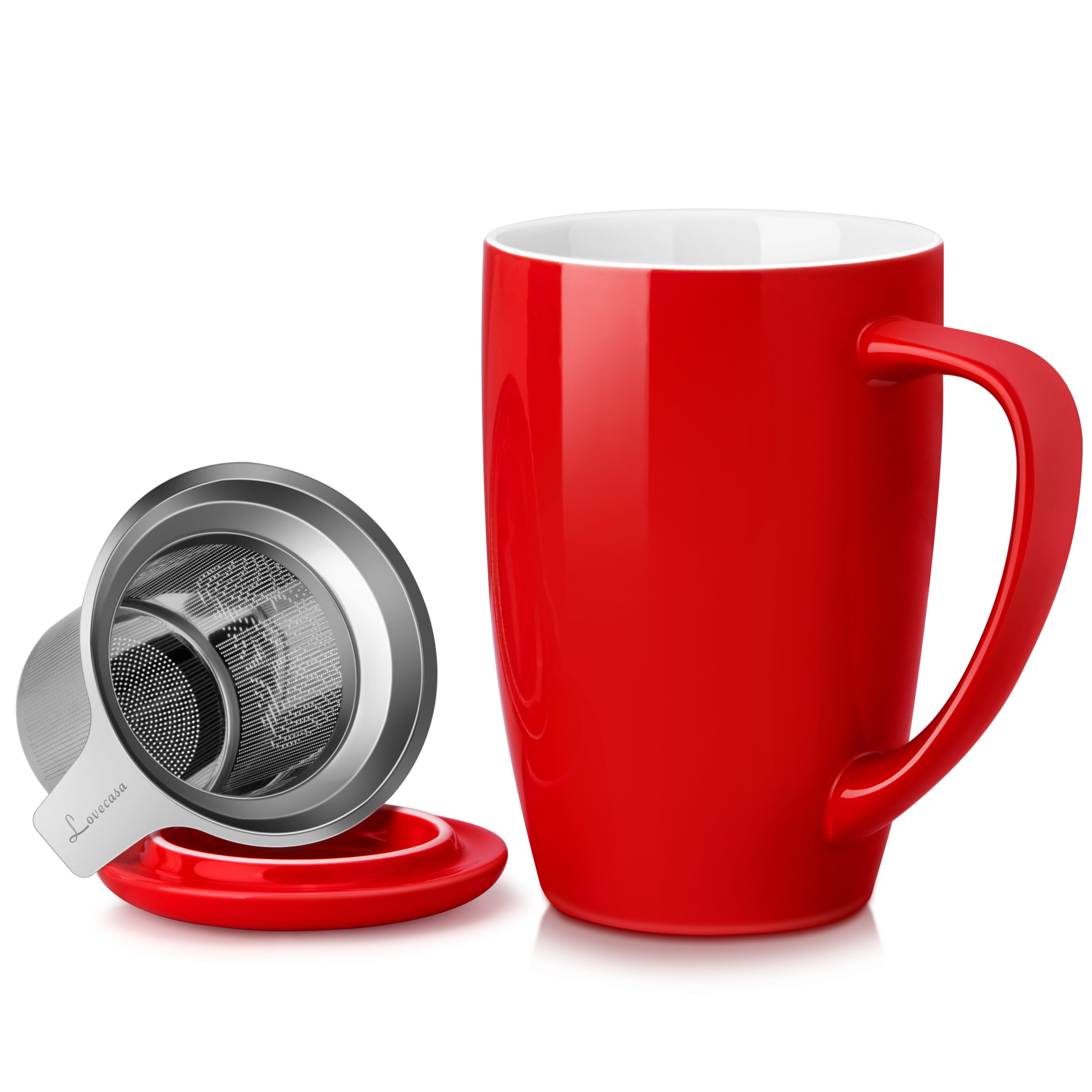 LOVECASA Tasse, Porzellan, Teebecher Kaffeebecher aus Porzellan Rot | Tassen
