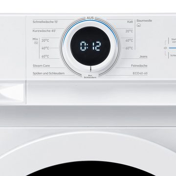 Midea Waschmaschine Lunar MF100W90B-14A, 9 kg, 1400 U/min, Steam Care, Nachlegefunktion, ECO-Wäsche, 15 Programme