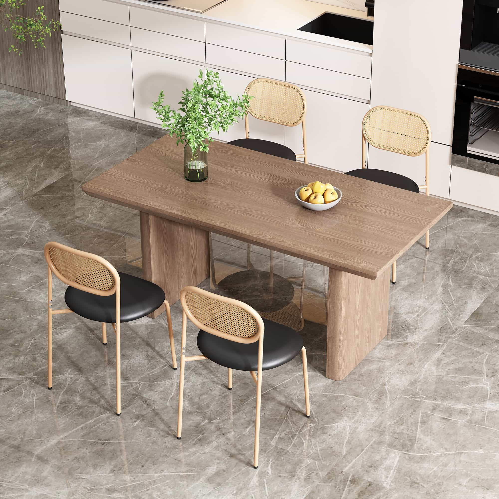 Esszimmerstuhl 4er-Set Esszimmerstühle in Schwarz+Braun, moderner Rattan-Stuhl