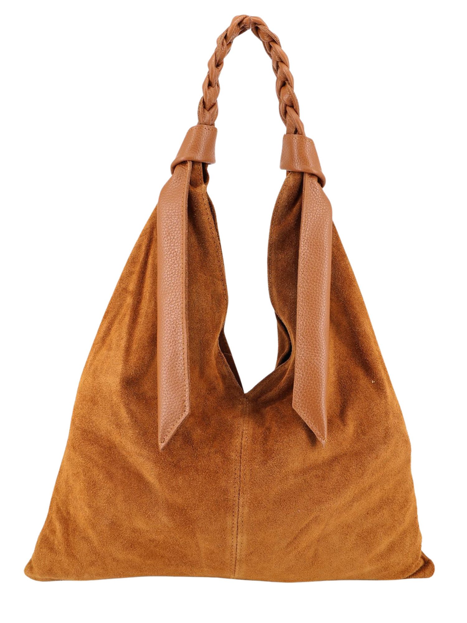 BRISE TASCHE Shopper Brise Eleganter Shopper aus Wildleder & Nappaleder (Single, Einzeltasche), Geflochtener Lederhenkel, weiche Wildleder-Haptik