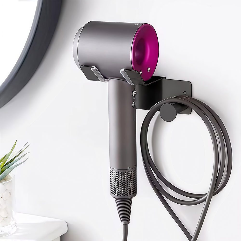 AFKSMILE Haartrocknerhalter Föhn Halterung, Edelstahl Föhnhalter Wand Ohne Bohren Geeignet, (Für die Meisten Haartrockner, Föhn Halterung Ohne Bohren)