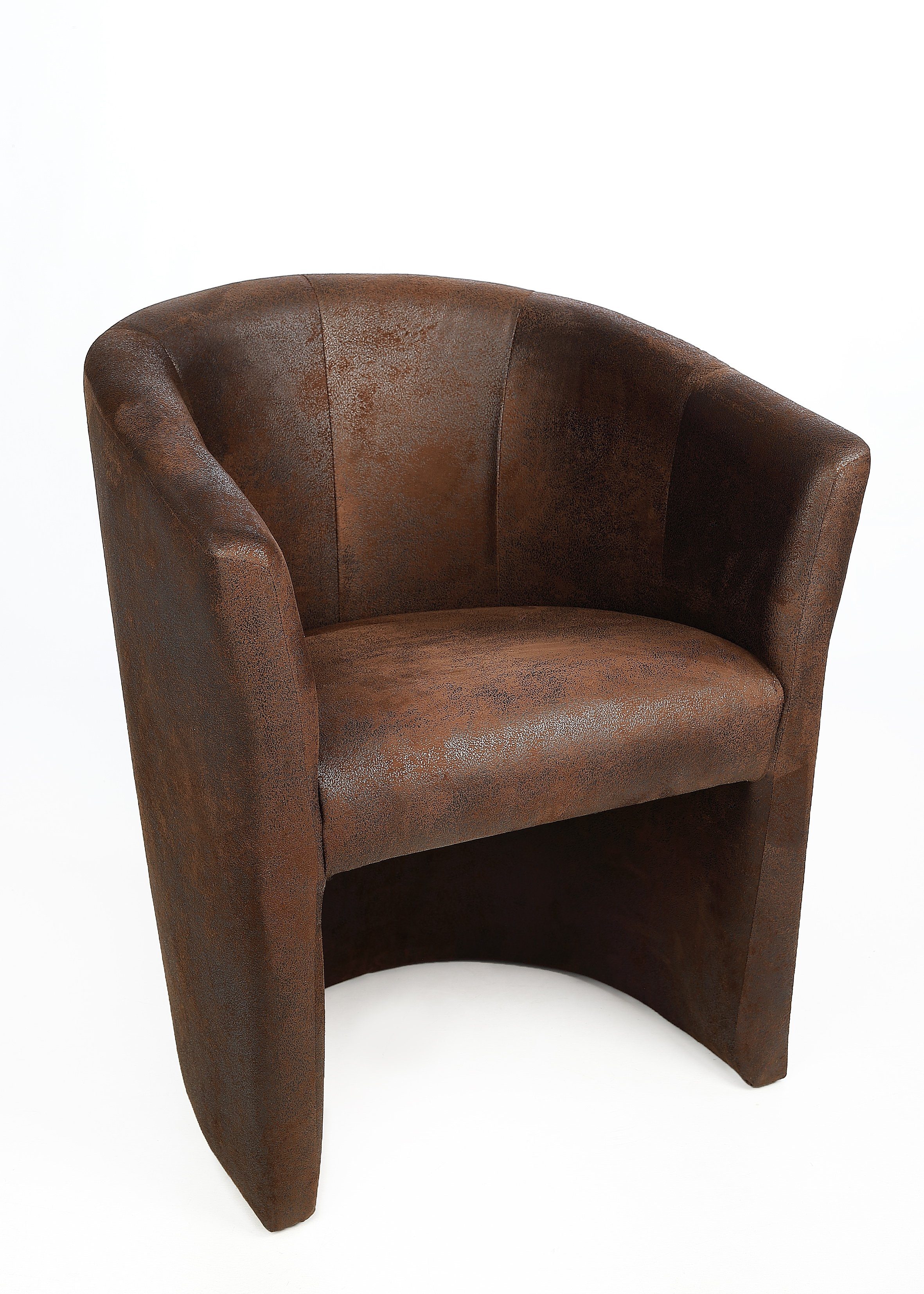 Kamil Cocktailsessel Design Sessel Clubsessel Loungesessel Farbe Antik Braun Microvelours (1 Set, 1-St., 1 Sessel), Lieferung kommt Aufgebaut