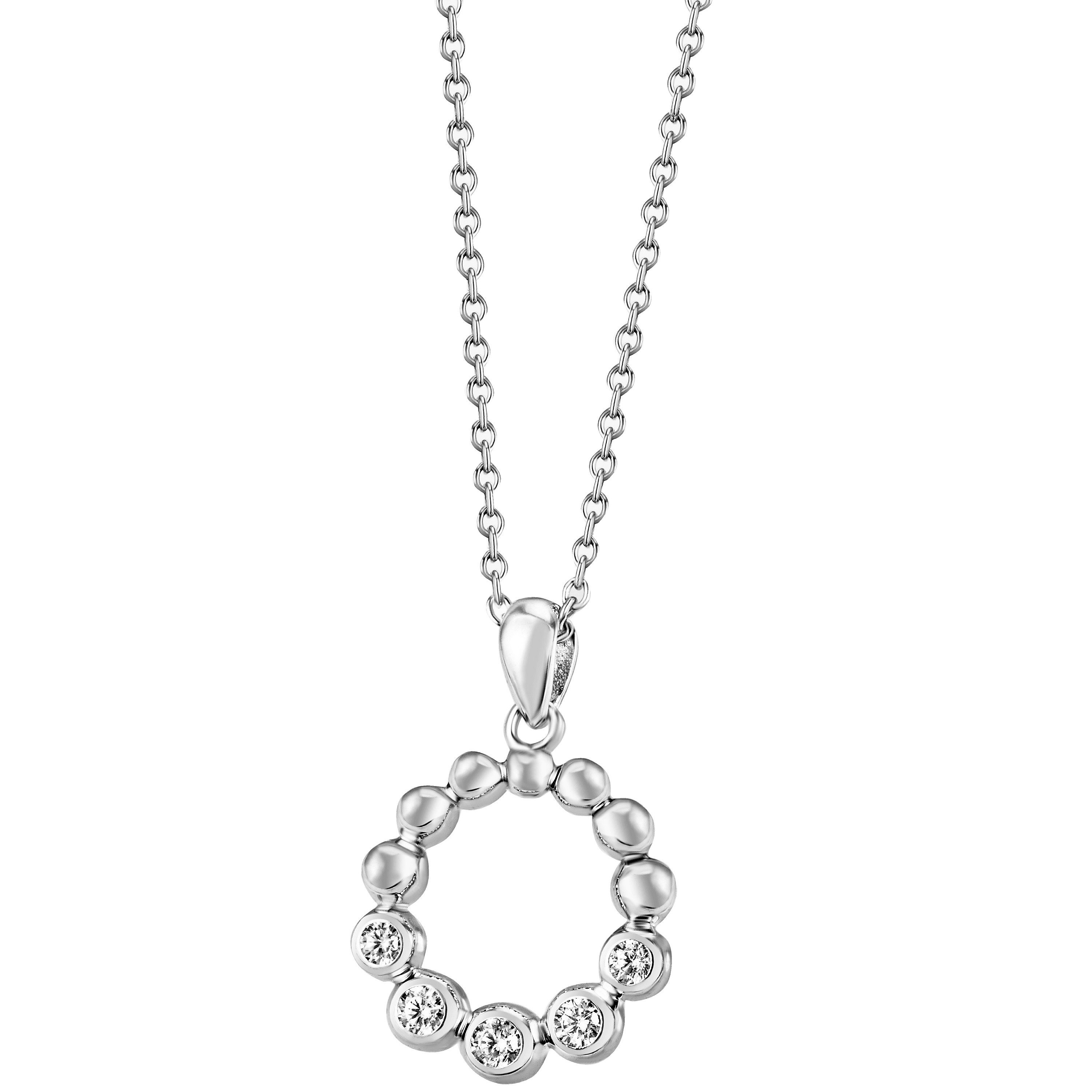 Kette mit Anhänger Schmuck Geschenk Silber 925 Halsschmuck Ankerkette Kugeln rund Tennis