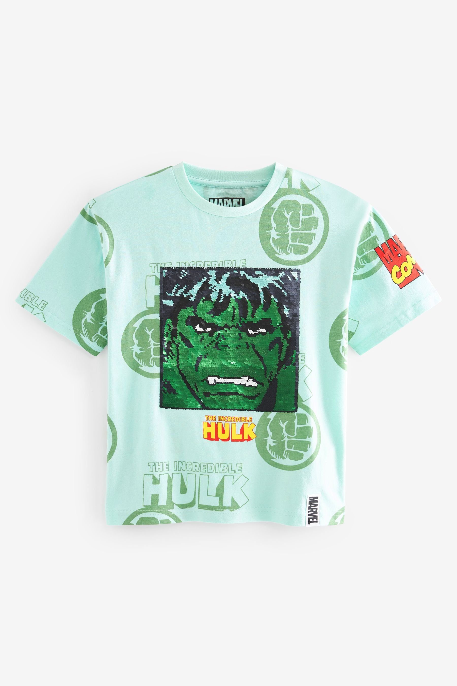 Next T-Shirt T-Shirt von Minecraft mit Pailletten (1-tlg) Incredible Hulk Green