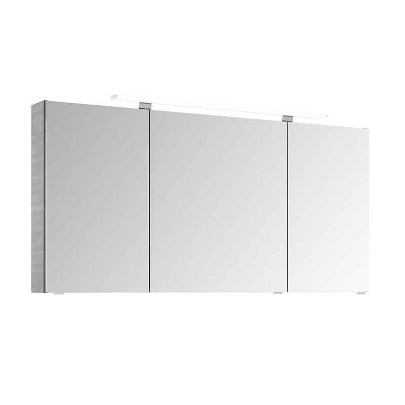 Lomadox Spiegelschrank SINTRA-66 140cm, mit LED-Aufsatzleuchte, in Maroni (Kastanie), montiert