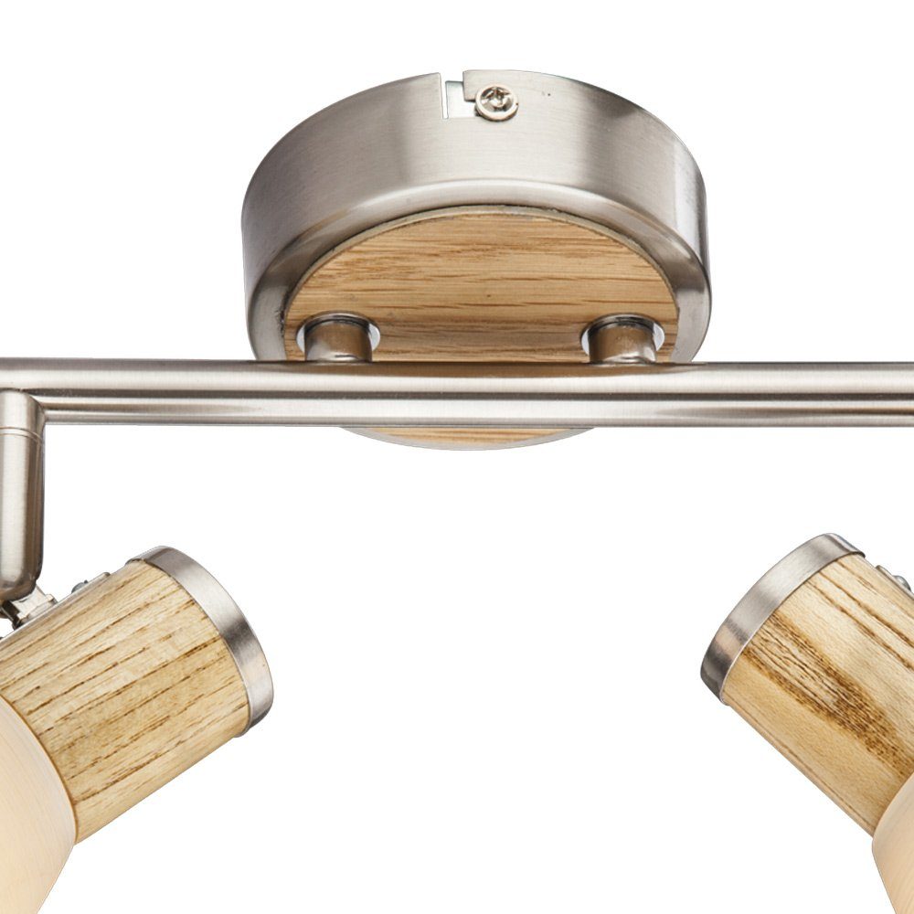 GLOBO LIGHTING Deckenspot, Leuchtmittel nicht inklusive, Decken Leuchte Spot Strahler Leiste Holz Glas opal Wohn Zimmer Lampe