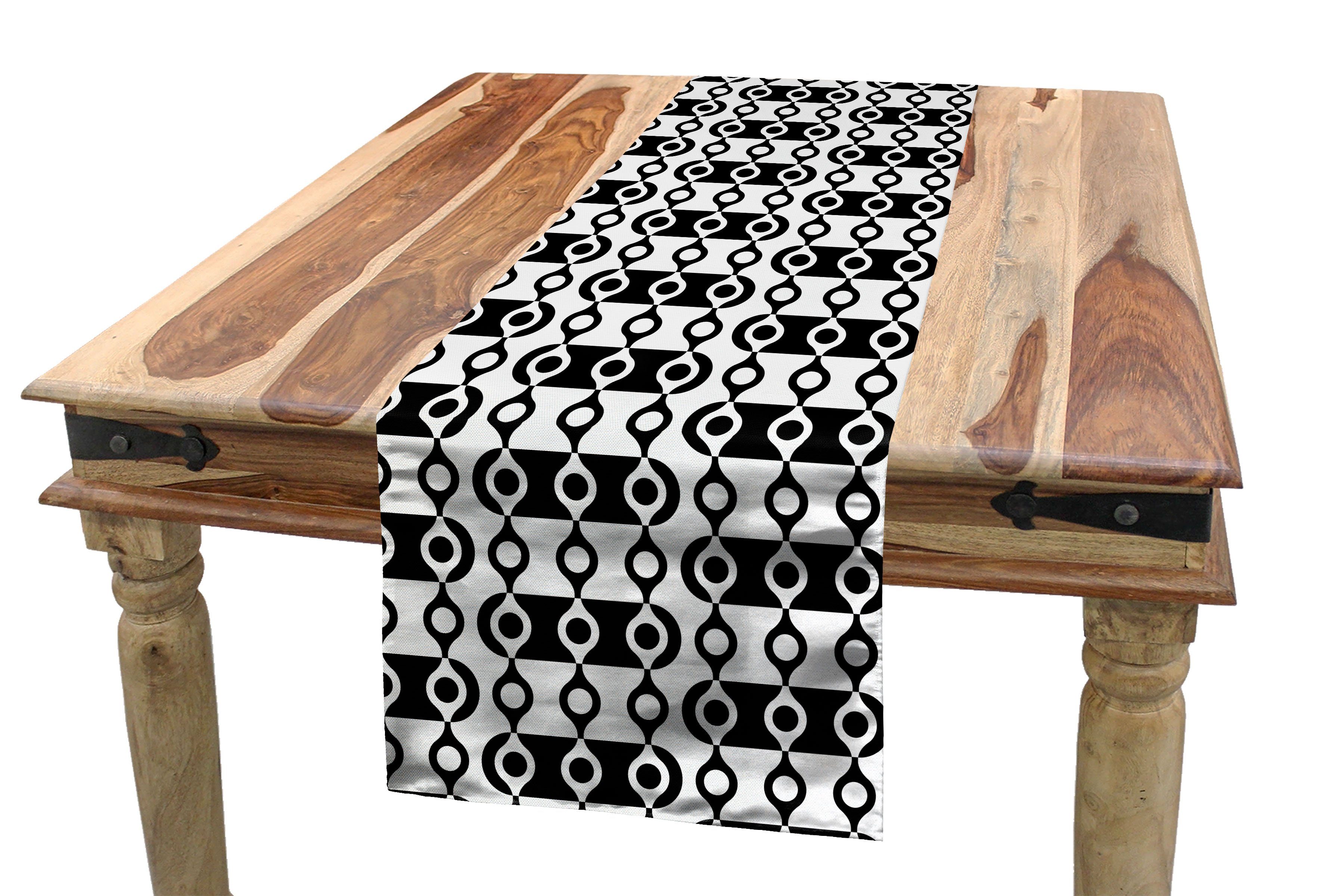 monochrome Stripes Tischläufer, Esszimmer Abstrakt Rechteckiger Tischläufer Dekorativer Abakuhaus Küche