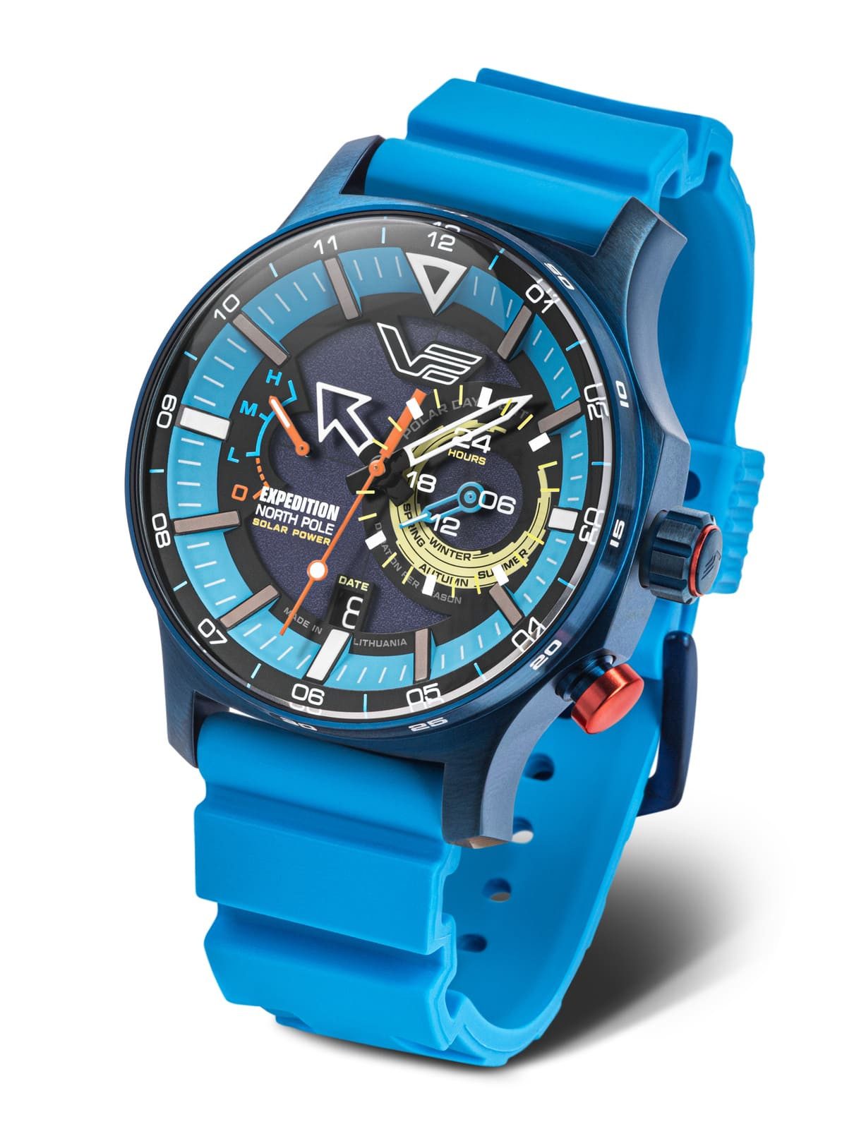 Vostok Europe Solaruhr 595D736-LSB – Expedition North Pole „Polar Ice“ – 47 mm, – Leder & Silikonband
