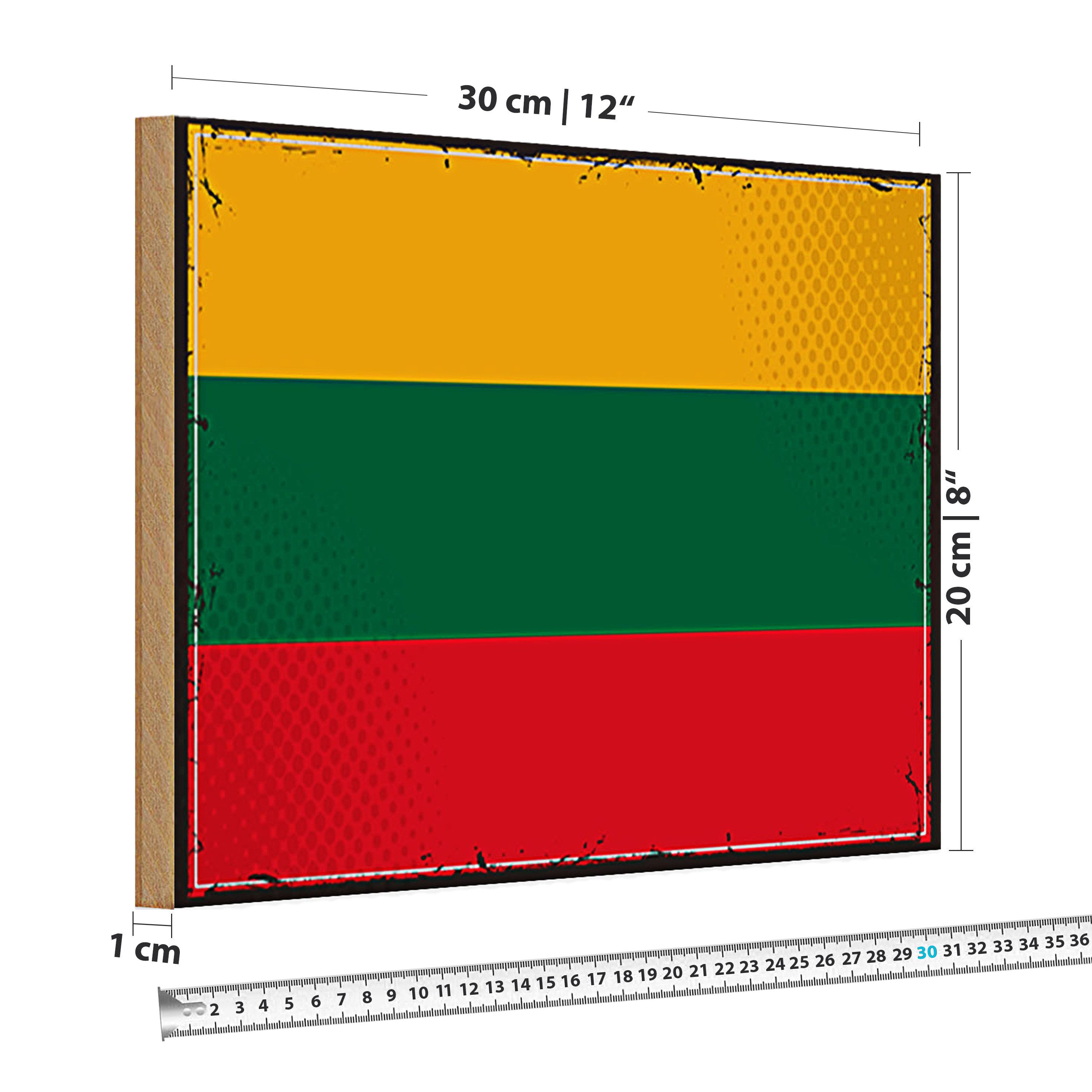 Roomando Holzbild Holzschild Flagge Litauen 30x20cm Retro Flag of Lithuania