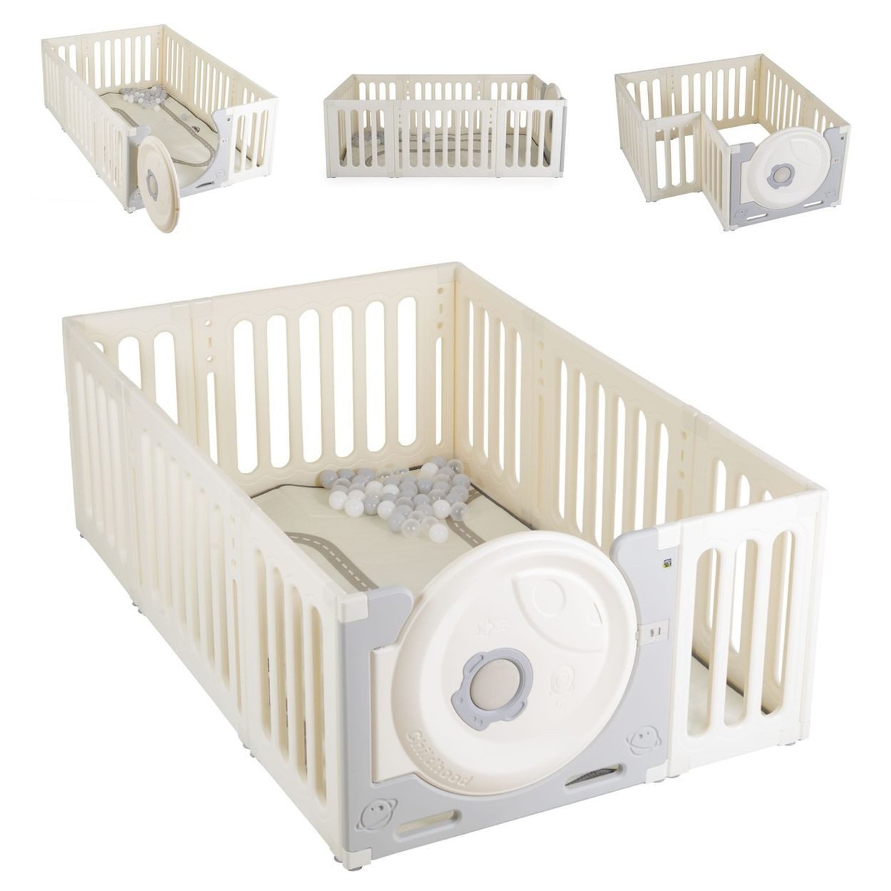 Moni Laufstall Laufstall Cubby Land, Laufgitter Spielmatte 50 Bälle Türe einfache Montage