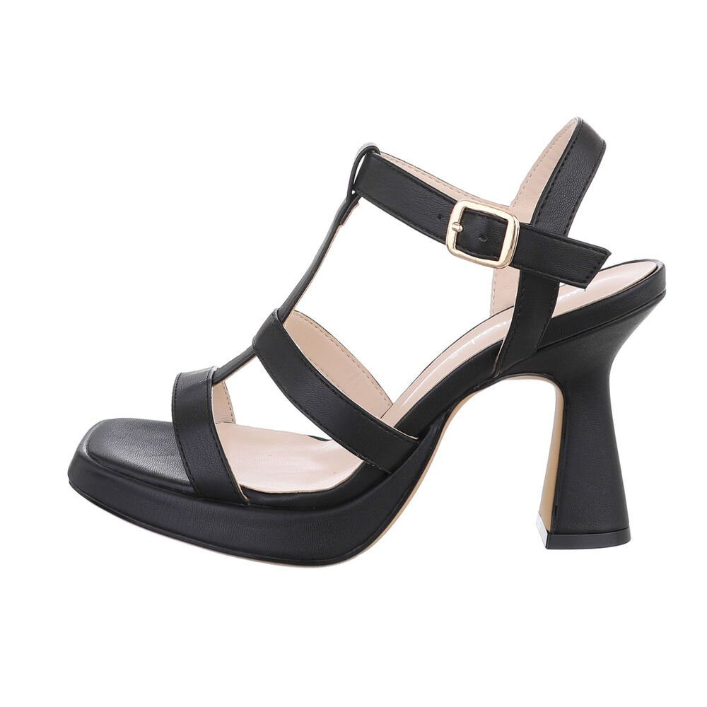 Ital-Design Damen Party & Clubwear Plateausandaletten Blockabsatz Sandalen & Sandaletten in Schwarz