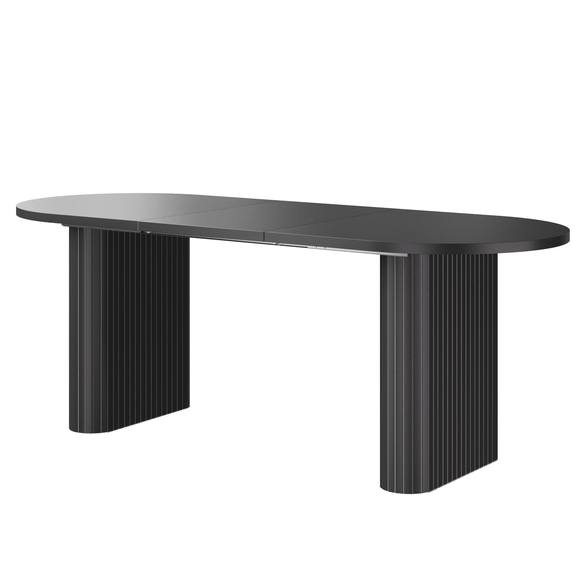 Flieks Esstisch (verstellbare Länge 120-160/T80/H75,5 cm, 1-St., 1 Tisch), ausziehbarer Küchentisch ovaler Schreibtisch Bürotisch Schwarz