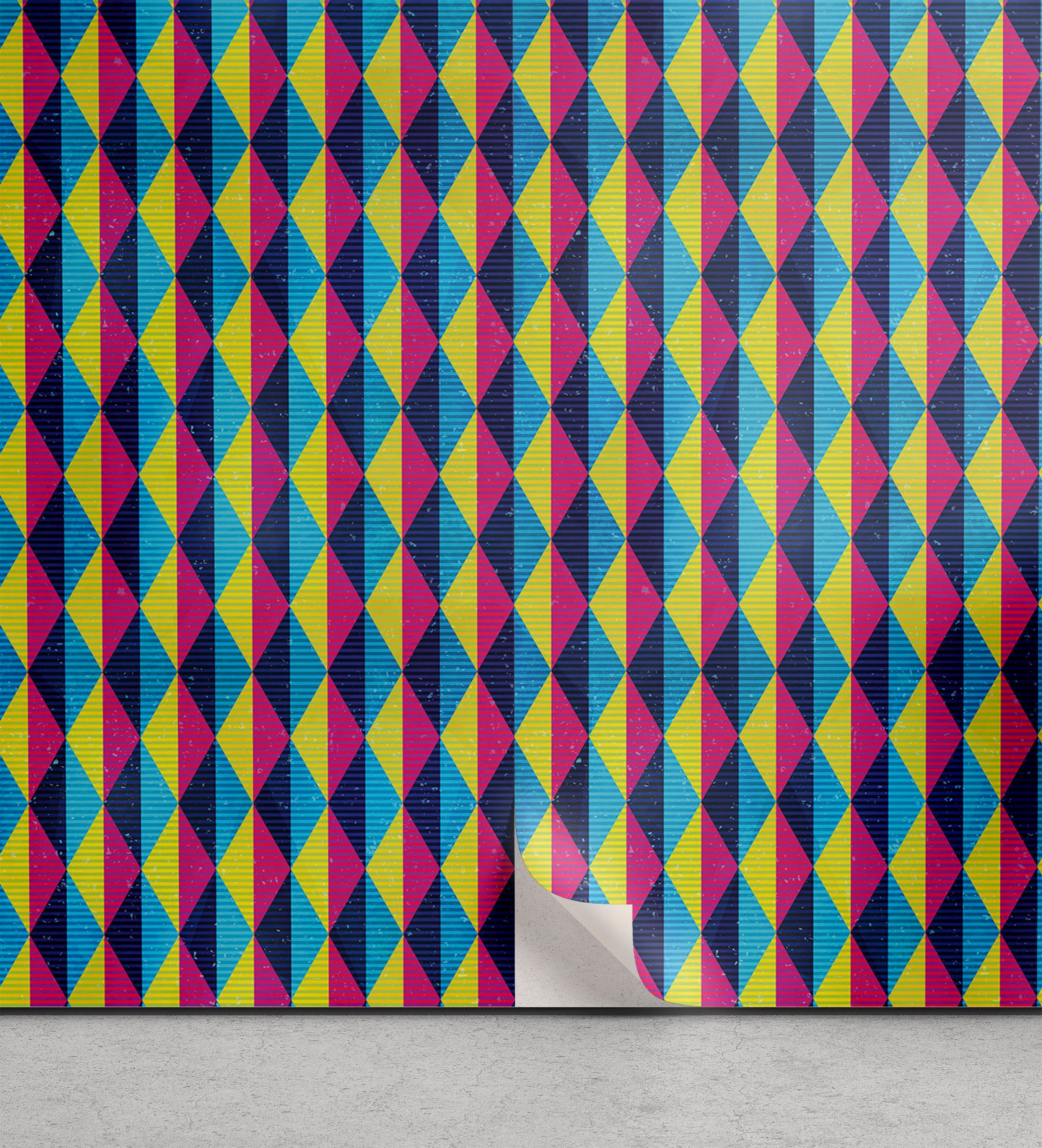 Abakuhaus Vinyltapete selbstklebendes Wohnzimmer Küchenakzent, Jahrgang Sechziger-Dreieck Motive
