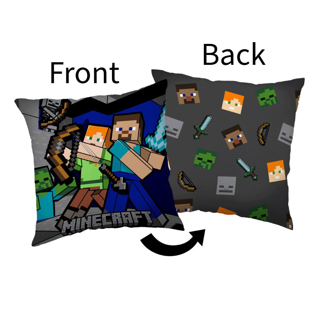 Jerry Fabrics Dekokissen Minecraft Survival Mode Dekokissen Kissen 40x40 cm Steve Alex – Bild 5 von 5