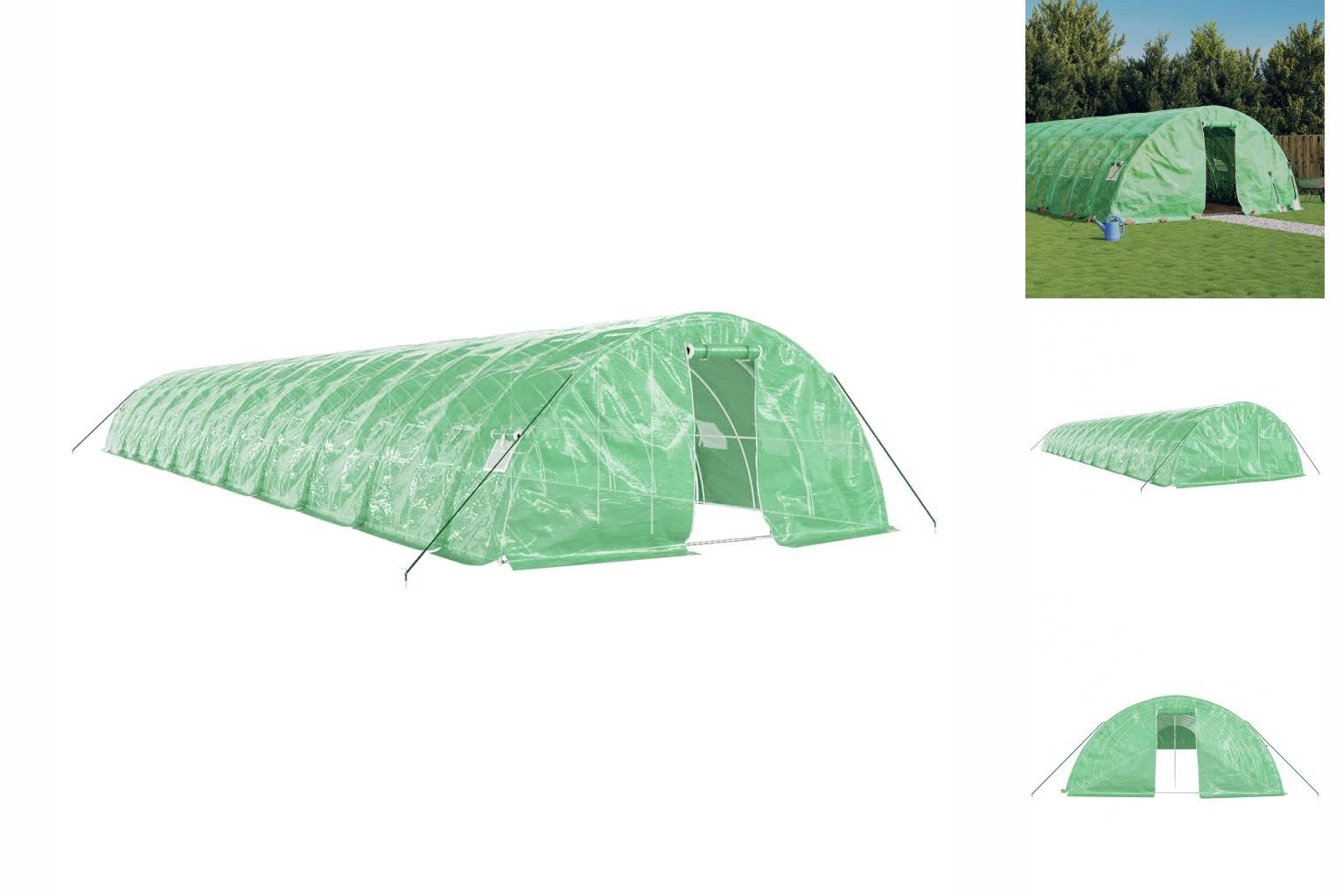 vidaXL Gewächshaus Foliengewächshaus Treibhaus Gewächshaus mit Stahlrahmen Grün 110 m² 22 grün | Rabatt: 24%