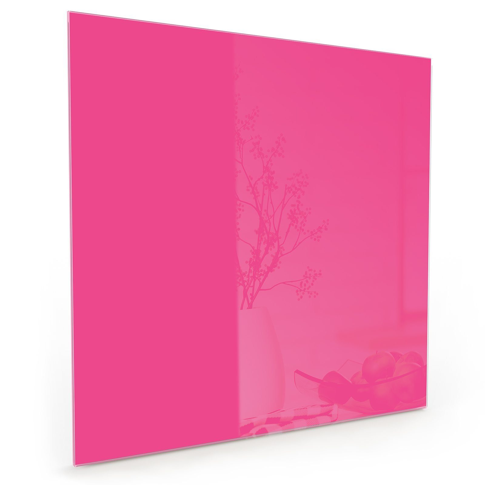 Primedeco Küchenrückwand Spritzschutz Glas Pinker Hintergrund
