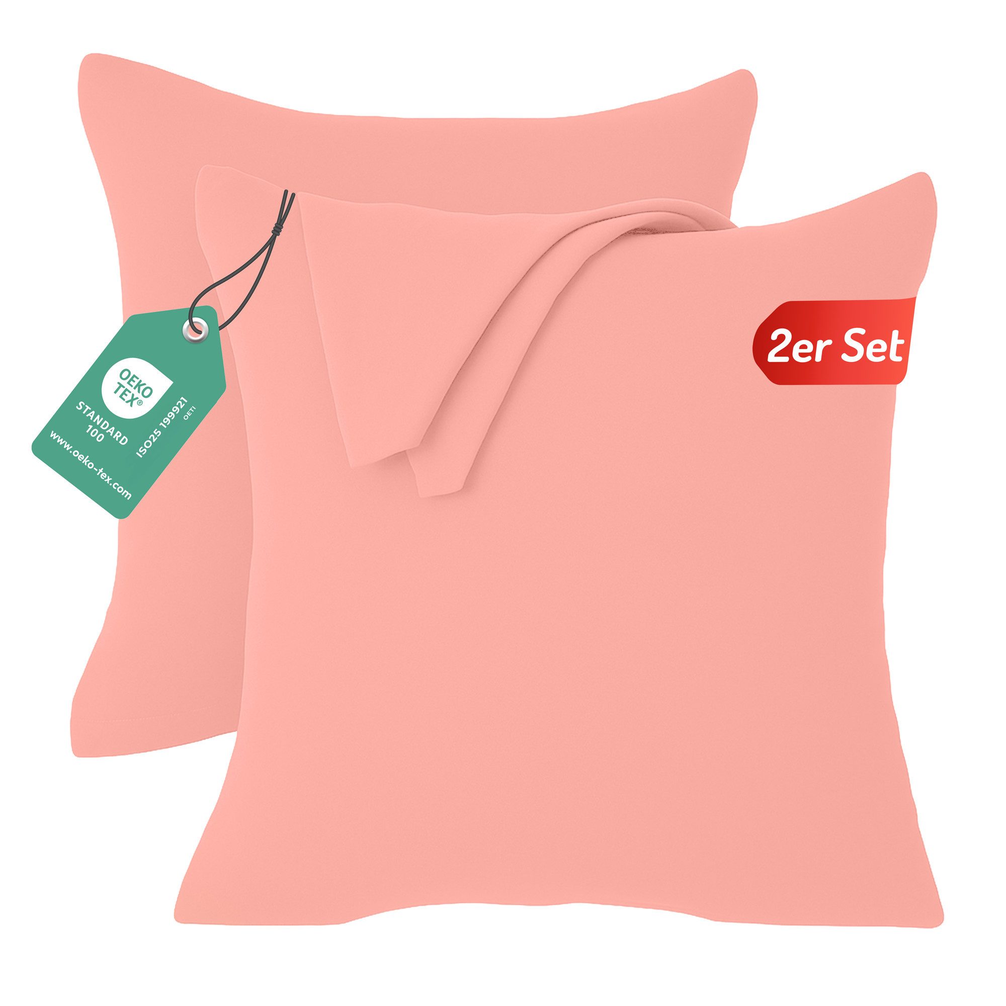 livessa Kissenbezug 2er Set Kissenbezug Kissenhülle Baumwolle Jersey Reißverschluss weich, %100 Baumwolle Jersey Stoff 140 g/m², Ultra Weich und Atmungsaktiv