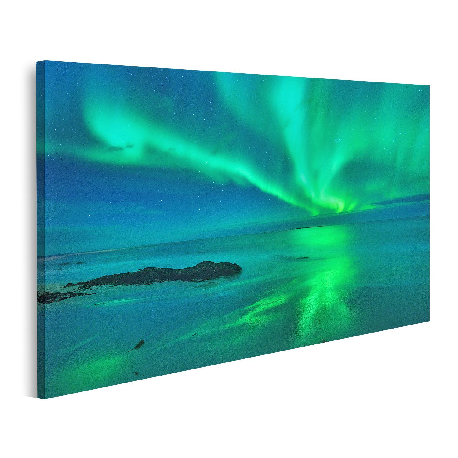 islandburner Leinwandbild Bild auf Leinwand Aurora Auf Dem Meer Nordlichter Auf Den Lofoten Norw