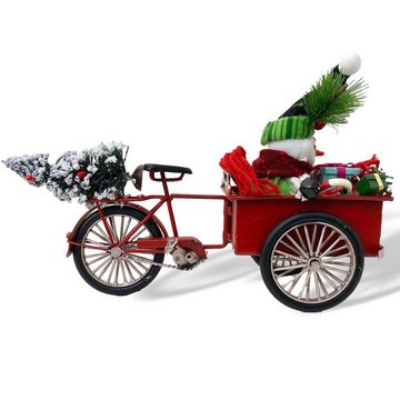 Aubaho Dekoobjekt Cargo Bike Fahrrad Weihnachten Dekoration Metall Nostalgie 30cm Schnee