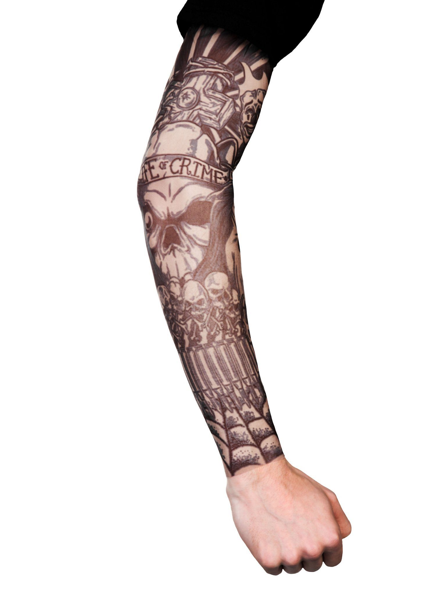 Maskworld Kostüm Thug Tattoo Ärmel - Fasching Halloween Karneval, Tattoo Sleeve - täuschend echte Tätowierung zum Überziehen