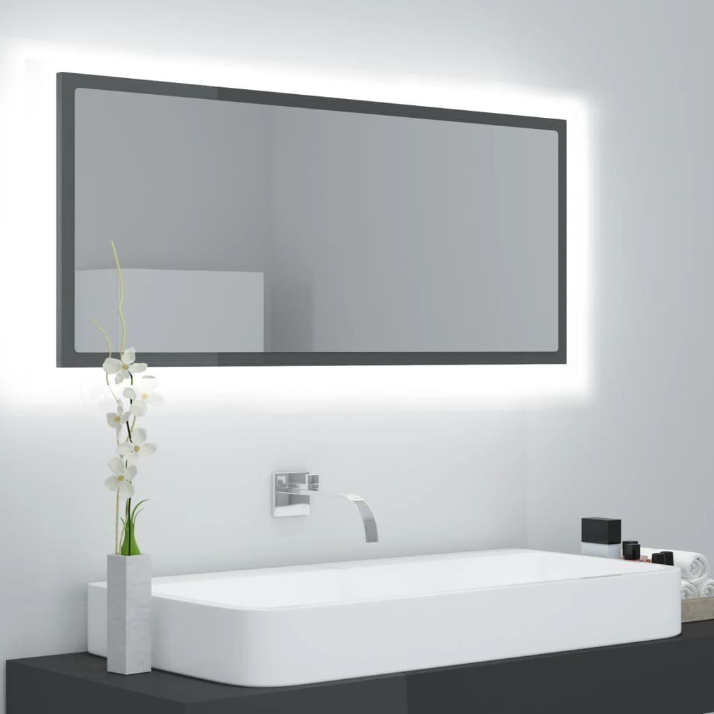 vidaXL Badezimmerspiegelschrank LED-Badspiegel Hochglanz-Grau 100x8,5x37 cm Acryl (1-St)