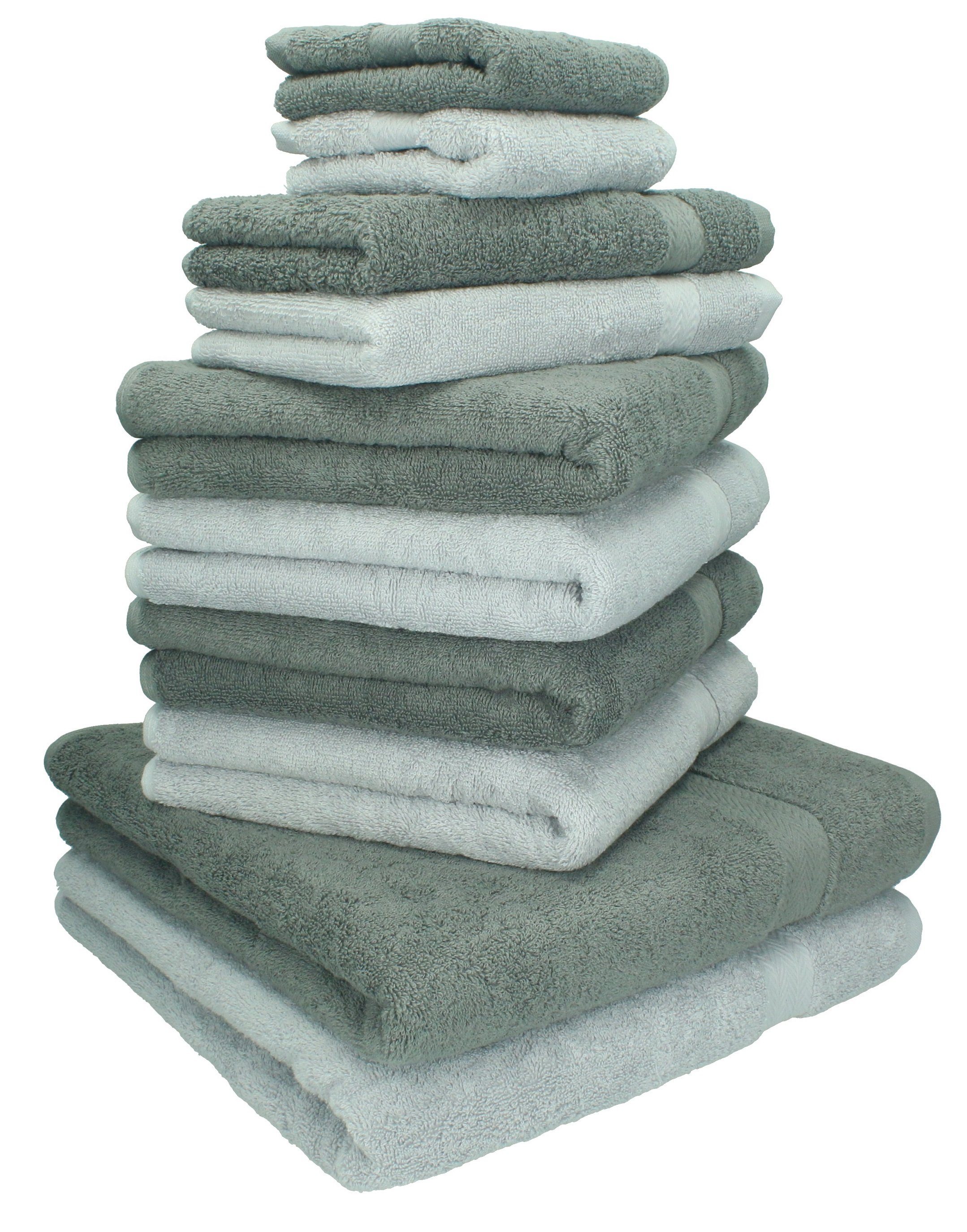Betz Handtuch Set 10-TLG. Handtuch-Set Classic Farbe anthrazit und silbergrau, 100% Baumwolle