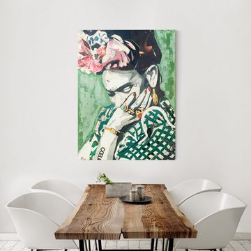 Bilderdepot24 Leinwandbild Kunstdruck Modern Malerei Frida Kahlo grün Bild auf Leinwand Groß XXL, Bild auf Leinwand; Leinwanddruck in vielen Größen