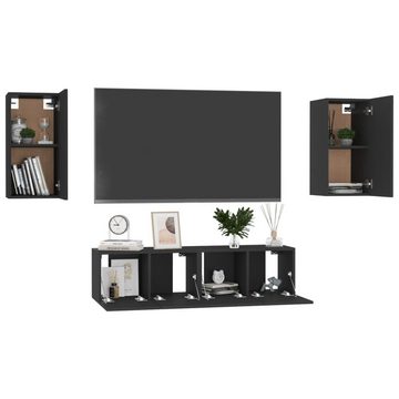 vidaXL TV-Schrank 4-tlg. TV-Schrank-Set Schwarz Holzwerkstoff (1-St)