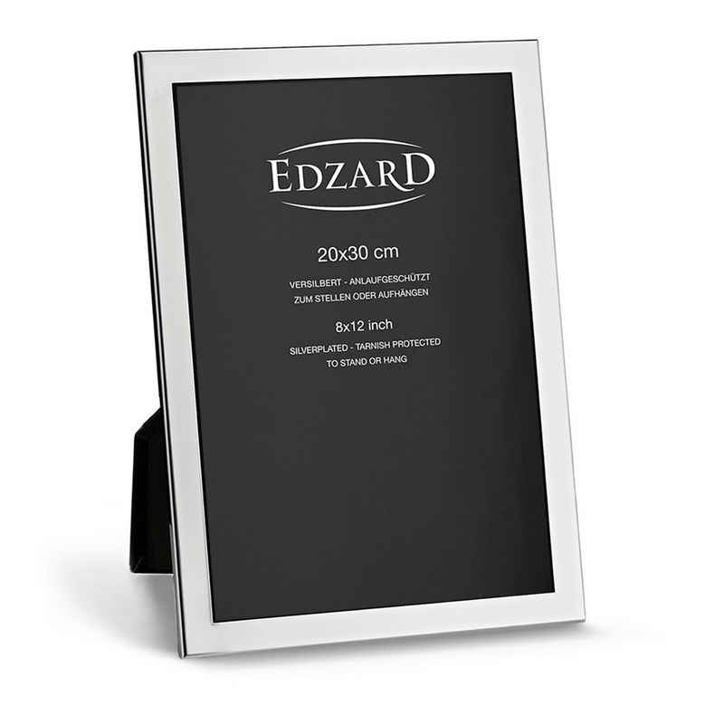 EDZARD Bilderrahmen Prato, für 20x30 cm Foto (ca. A4) - edel versilberter Fotorahmen, Rahmen für Foto zum Hinstellen und Aufhängen