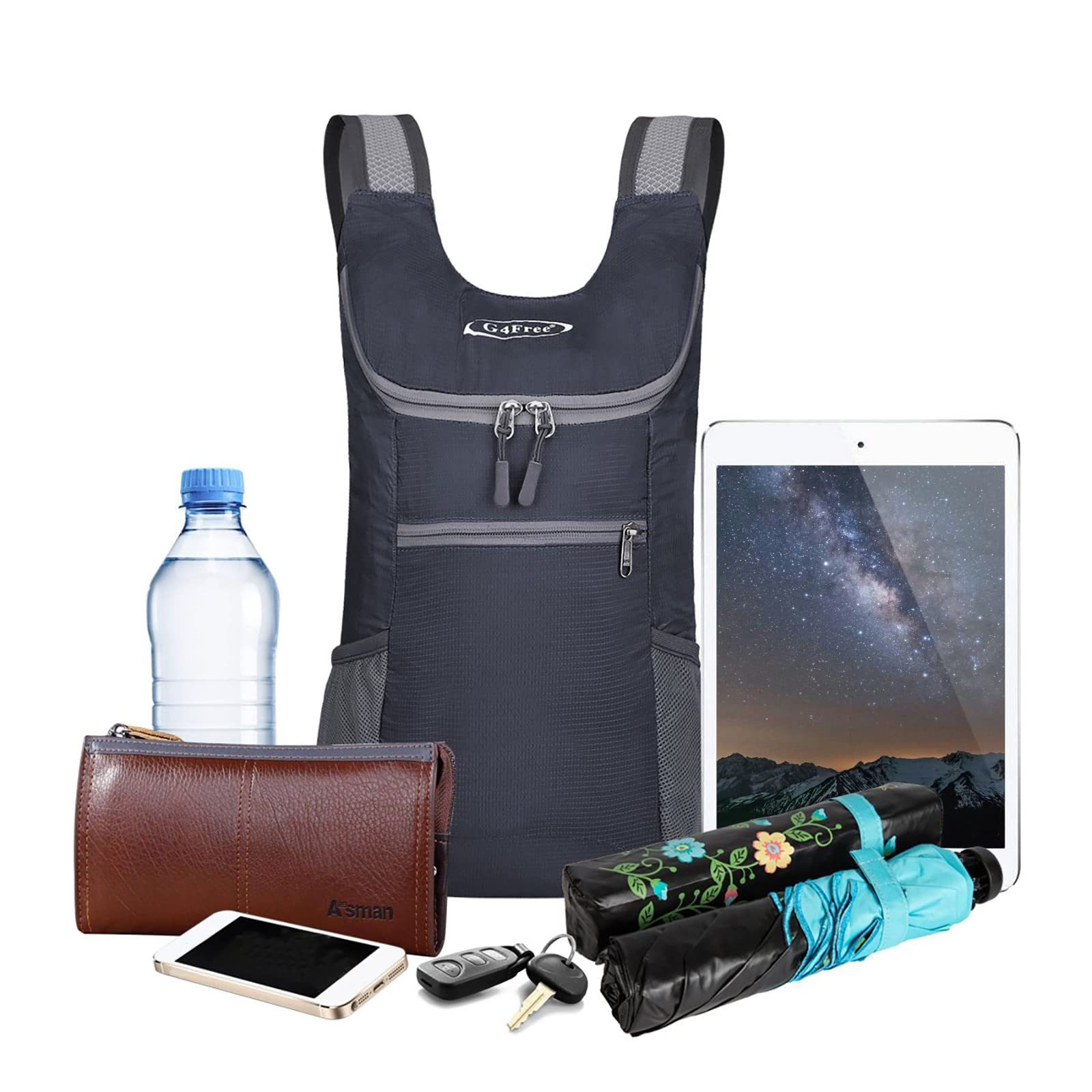 G4Free Wanderrucksack Foldable Rucksack Lightweight Daypack Unisex Packable Travel Rucksack, Leichter, faltbarer Wanderrucksack mit 11 Litern Volumen