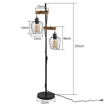 ZMH Stehlampe Vintage Wohnzimmer 2 flammige Industrial Design