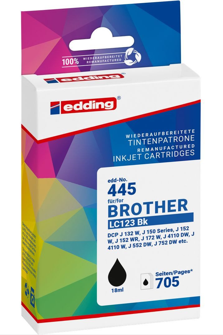 edding Tintenpatrone kompatibel mit Brother LC123 schwarz Nachfülltinte (x)