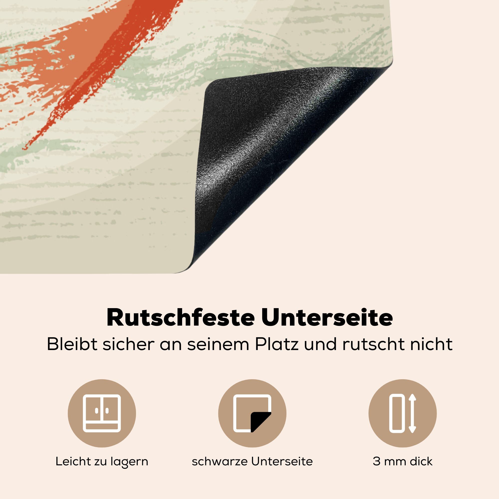 Handgezeichnete Herdblende-/Abdeckplatte Transparenz, in küche für 78x78 Arbeitsplatte MuchoWow Ceranfeldabdeckung, (1 cm, Vinyl, Kois tlg),