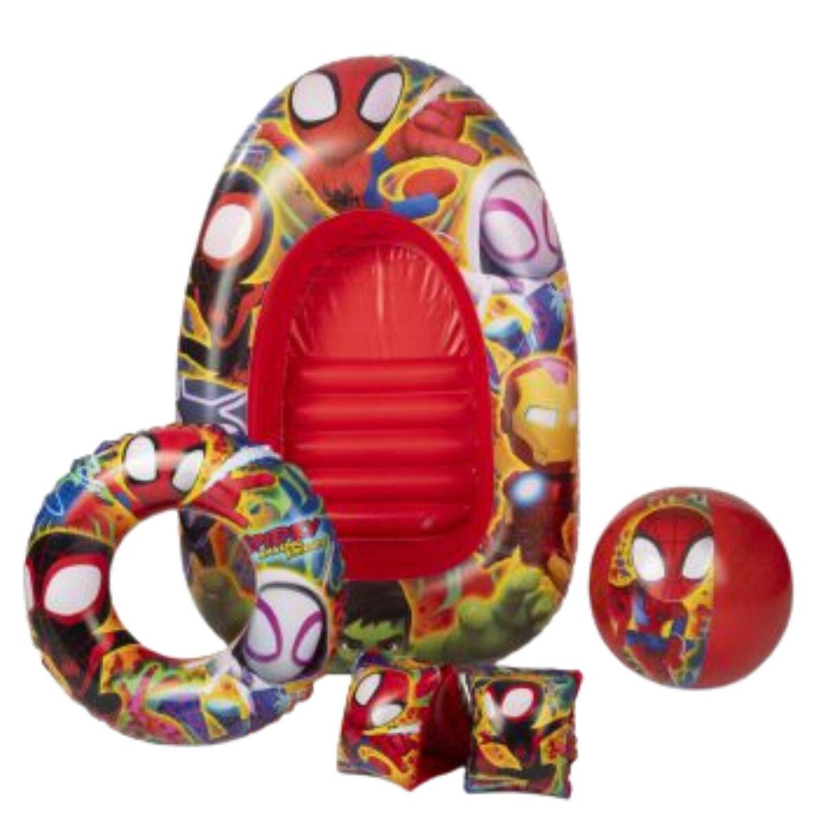 Spiderman Schwimmflügel Spiderman Schwimmset mit Boot für Kinder 4-teiliges Set (1-tlg)