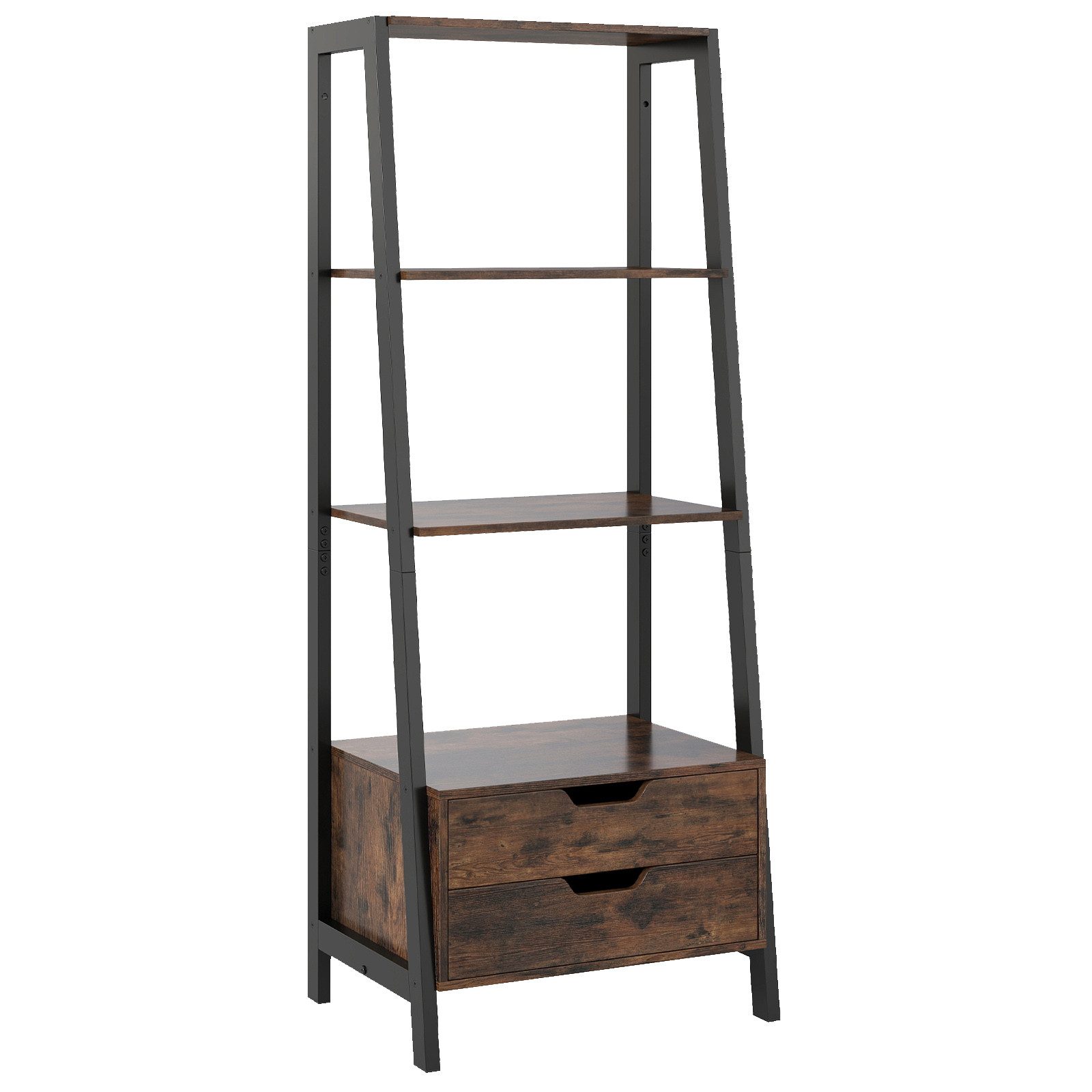 COSTWAY Bücherregal, Holz, Leiterregal stehend, mit Regalen & Schubladen günstig online kaufen