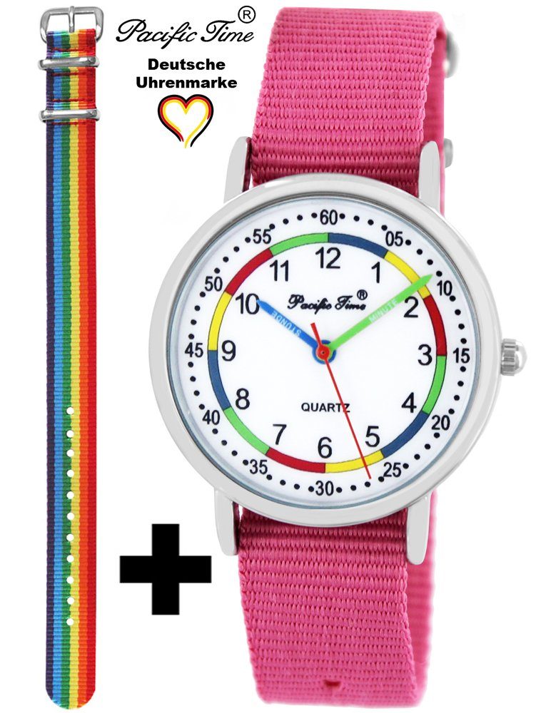 Kinder und Time Regenbogen Versand Match Wechselarmband, Armbanduhr Lernuhr rosa - Design Pacific Gratis Mix Quarzuhr und Set First