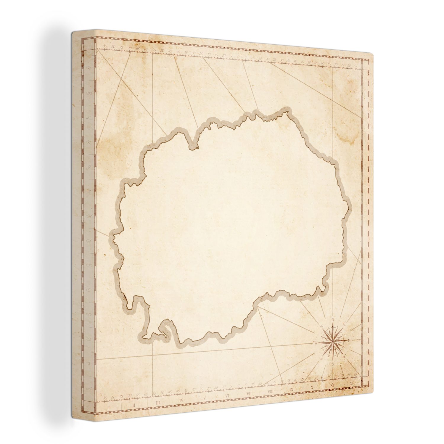 OneMillionCanvasses® Leinwandbild Illustration einer antiken Karte von Nordmazedonien, (1 St), Leinwand Bilder für Wohnzimmer Schlafzimmer