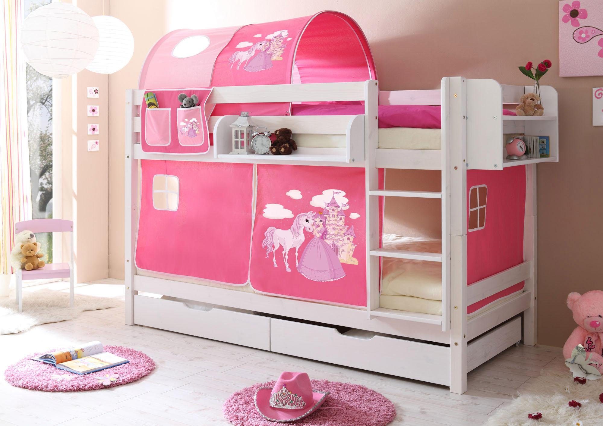 Textil-Set, Pink Kiefer Marcel, und Etagenbett Ticaa Rollrost Prinzessin, mit