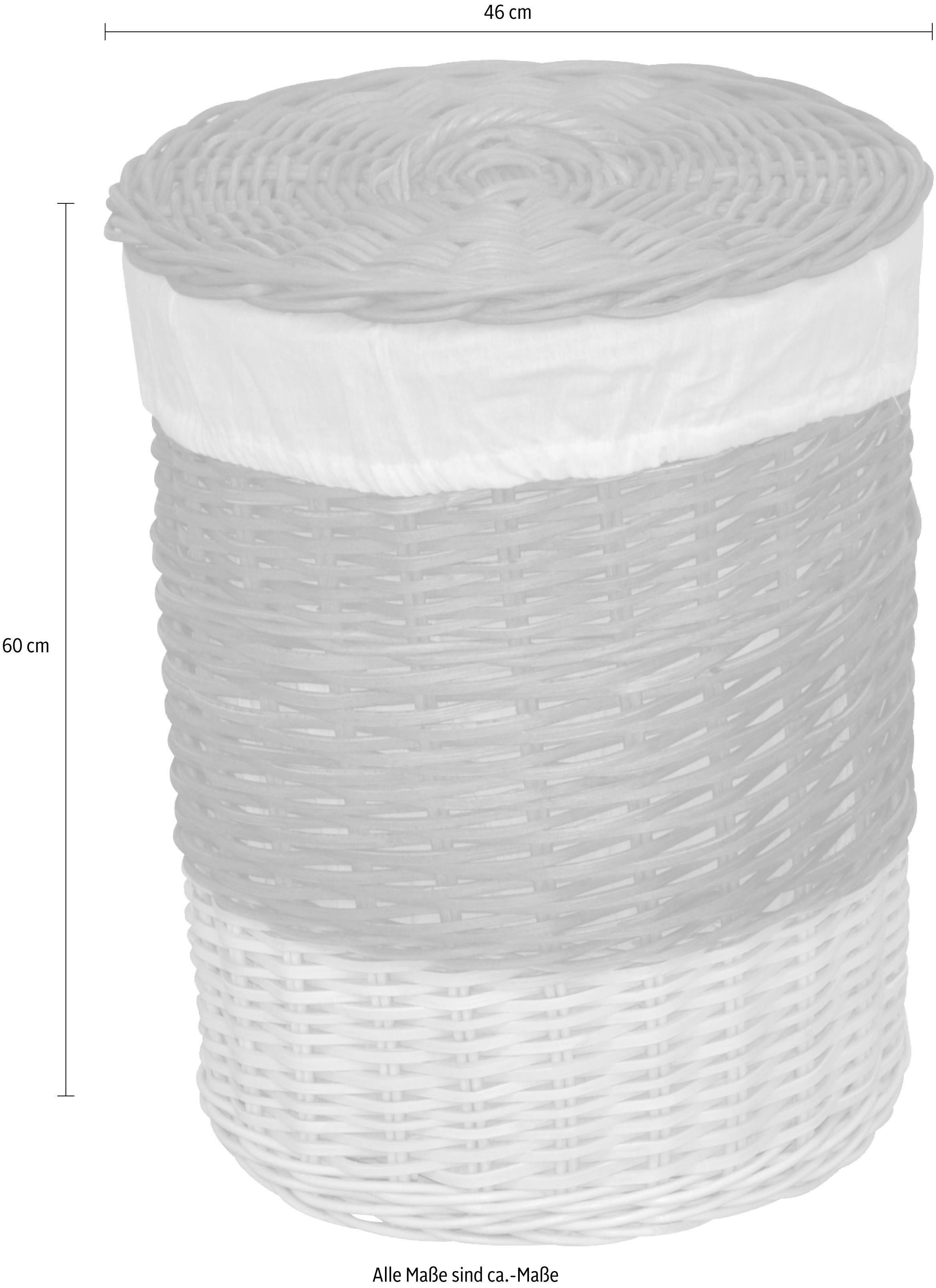 my home Wäschekorb aus Rattan, Höhe ca. 51 cm + 60 cm (Set, 2 St), handgeflochten, mit abnehmbarem Deckel